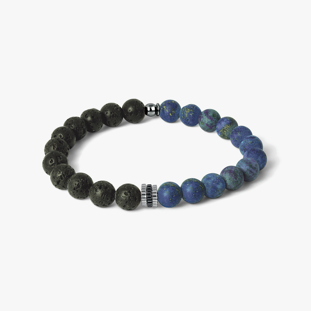Gear Trio Semi Precious Bracelet With Lapis