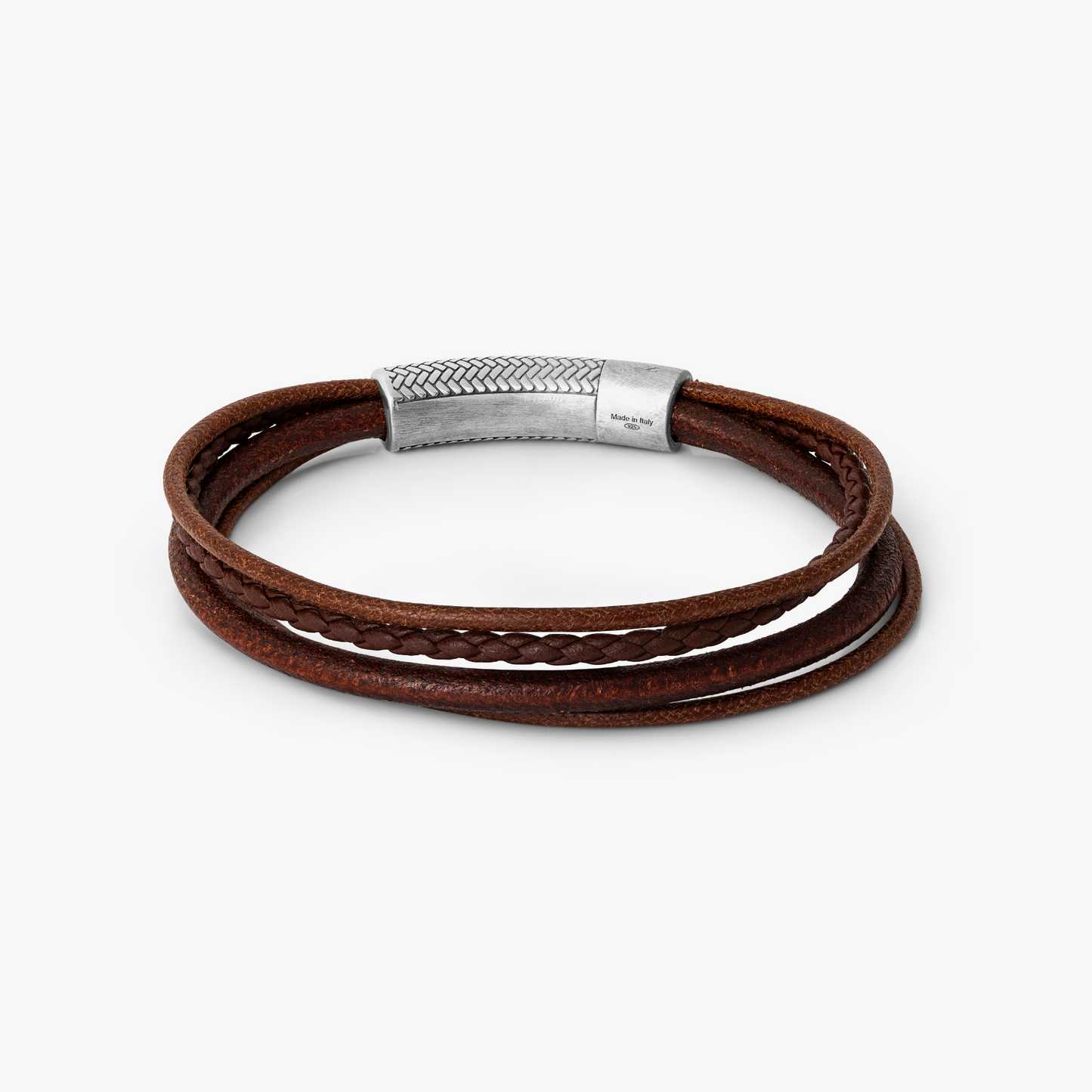 Herringbone Click Multi Strand Bracelet In Brown