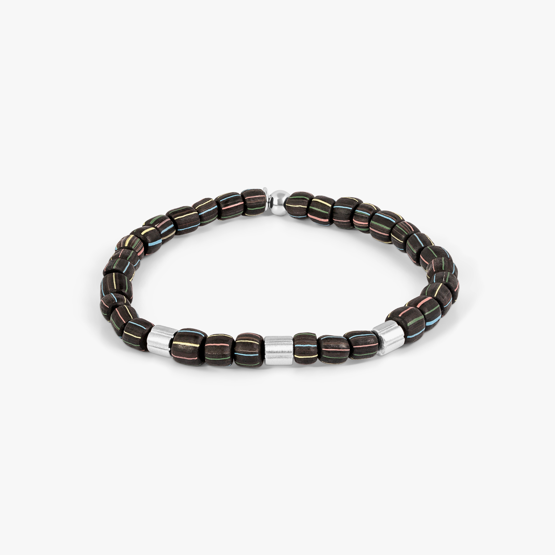 Java Stripes Bracelet In Rhodium Plated Sterling Silver With Black Java Glass (Limited Edition)