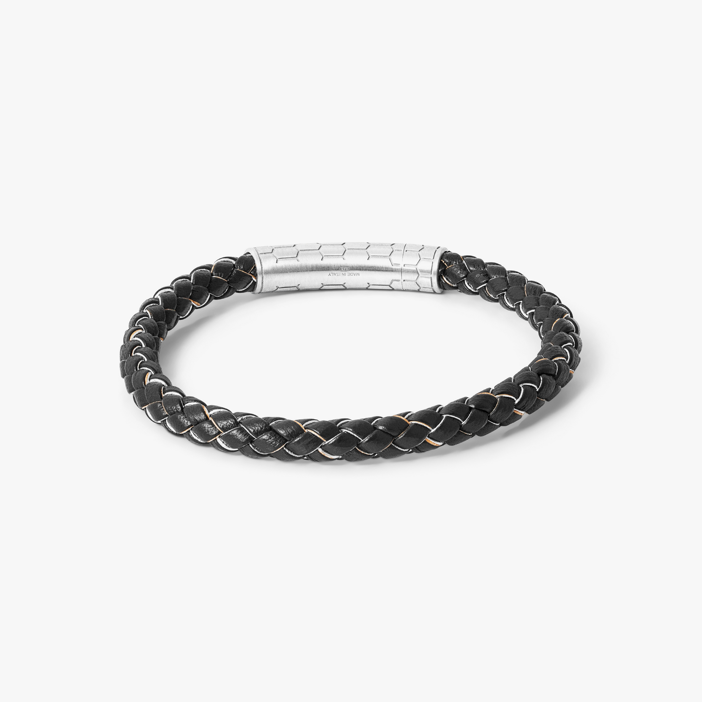 Automobili Lamborghini Hex Click Pelle Bracelet In Black