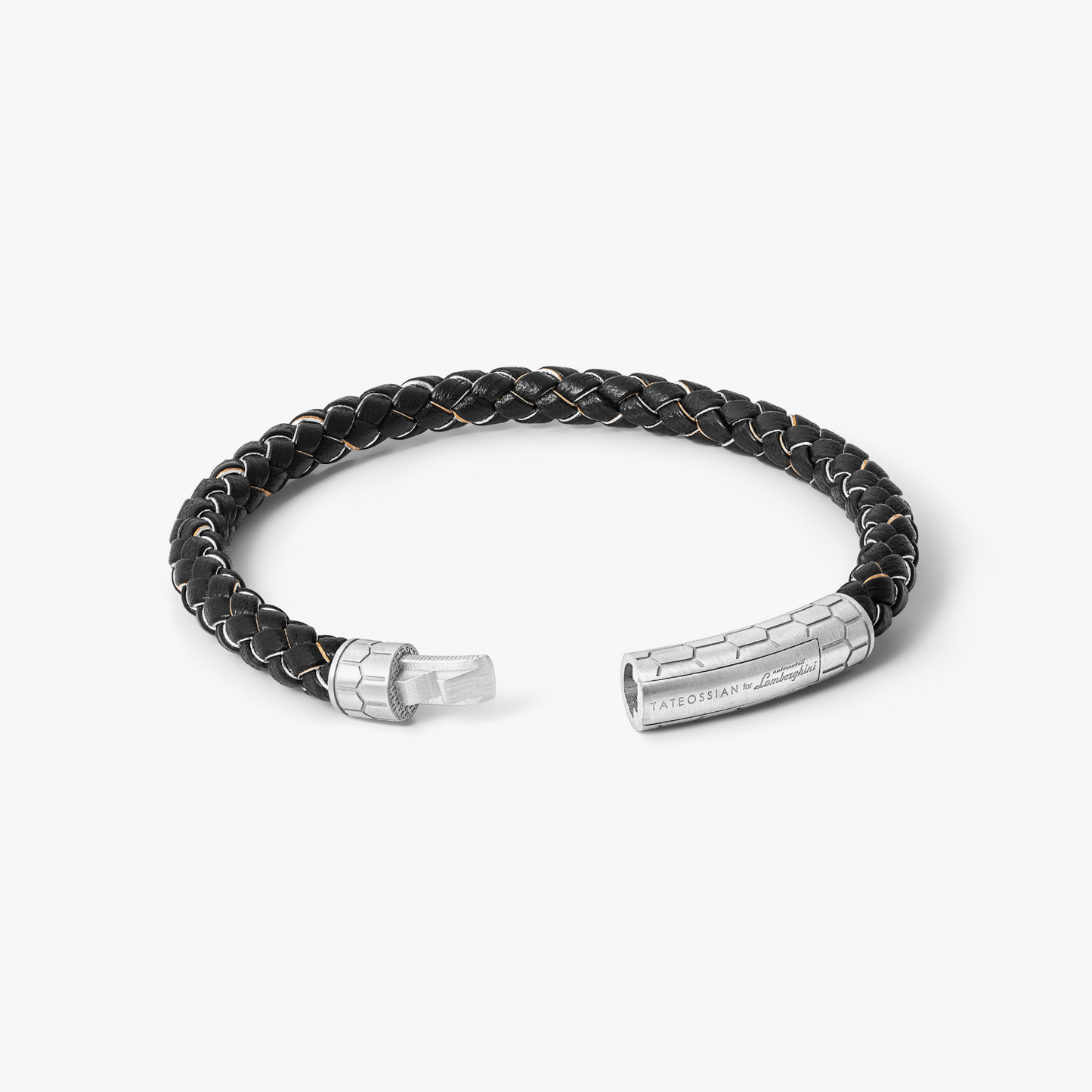 Automobili Lamborghini Hex Click Pelle Bracelet In Black