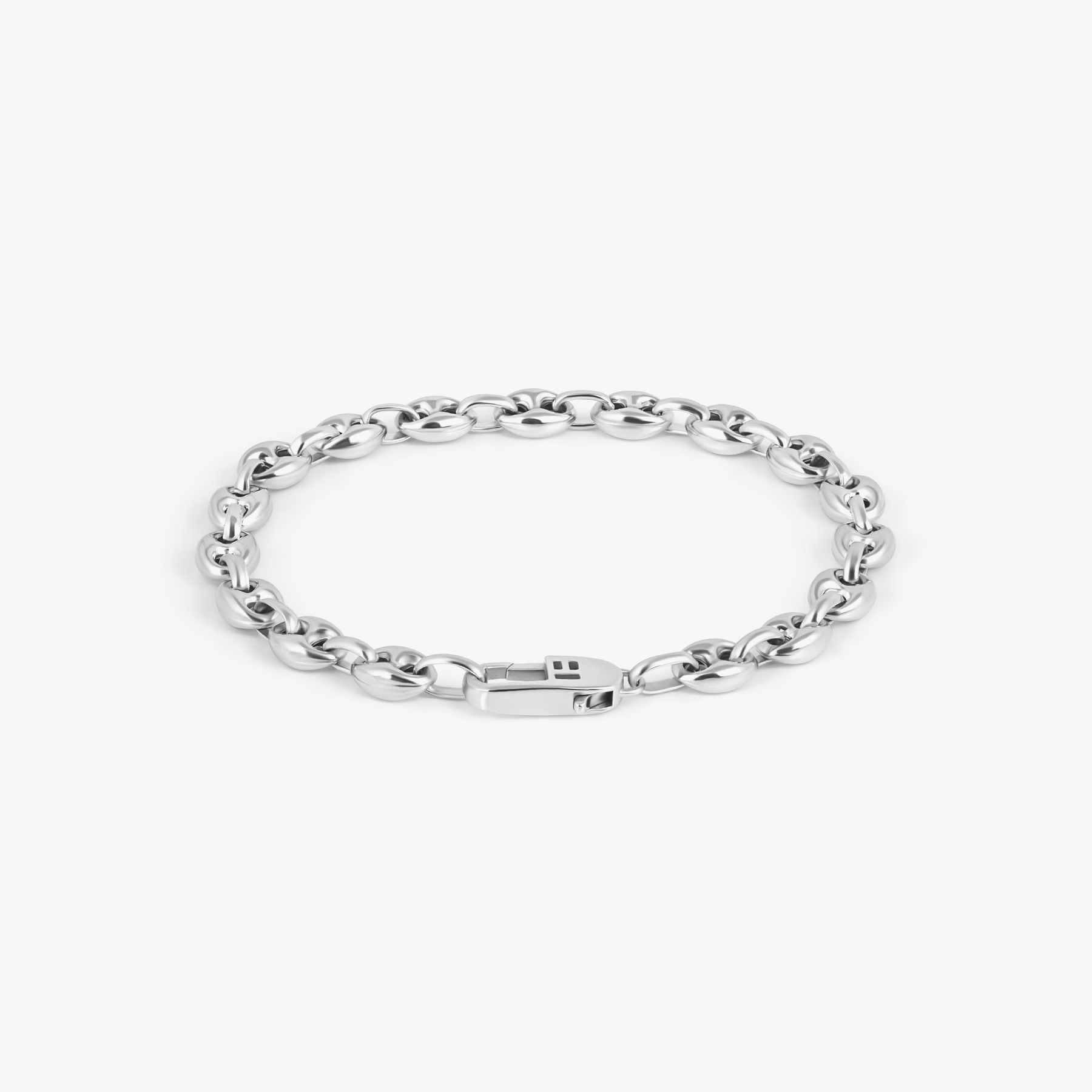 Marine Link Chain Bracelet In Rhodium Plated Sterling Silver
