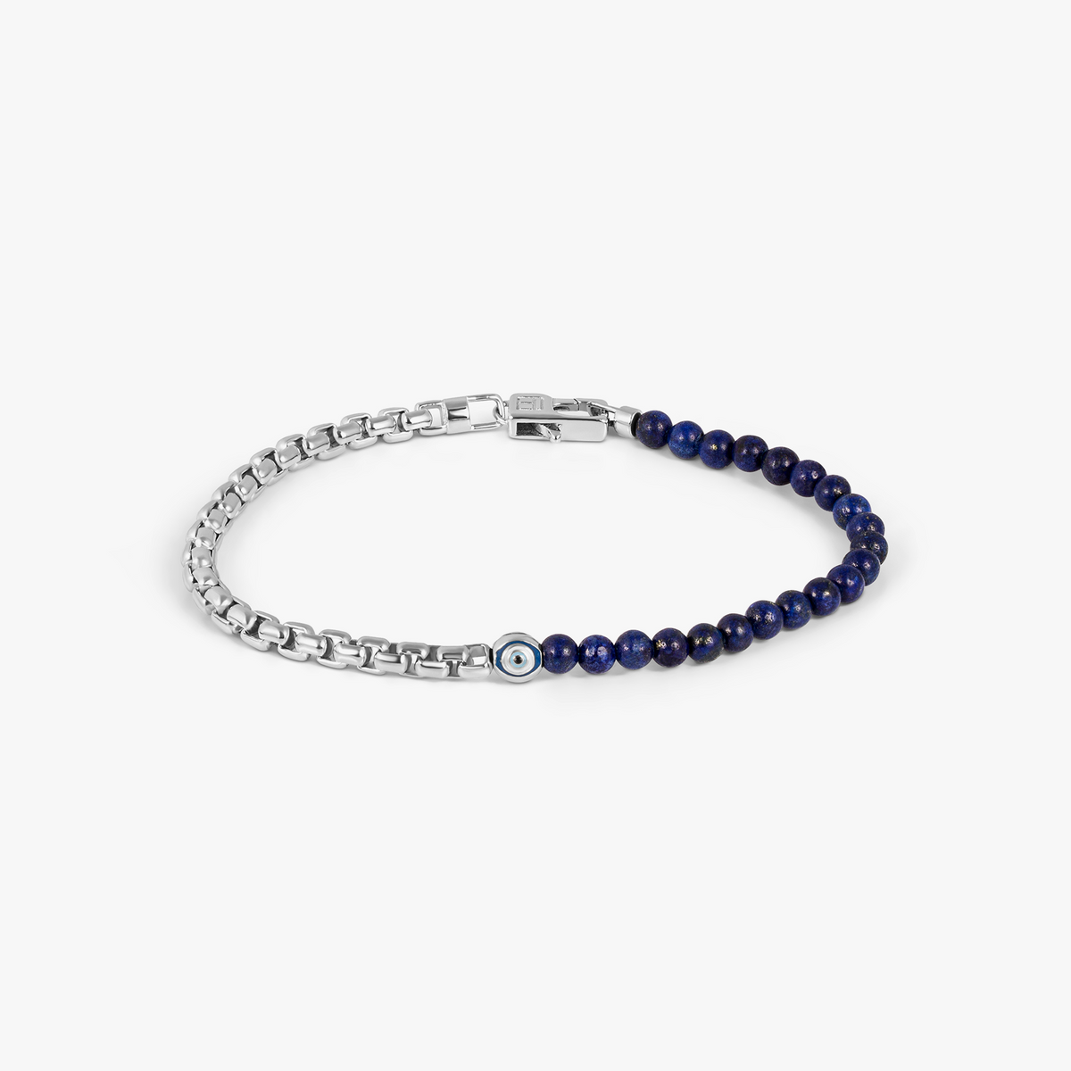 Sennit Box Evil Eye Bracelet In Rhodium Plated | Tateossian