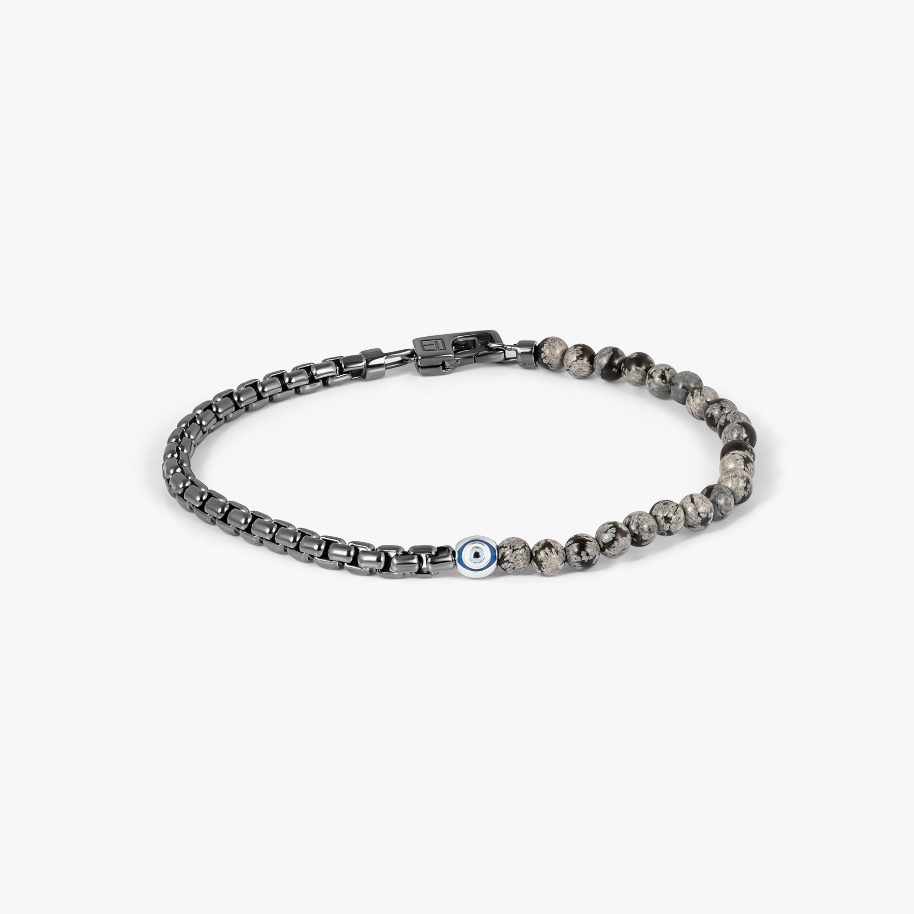 M5153 Sennit Box Evil Eye Bracelet In Rhodium Plated Sterling Silver With Sn ...