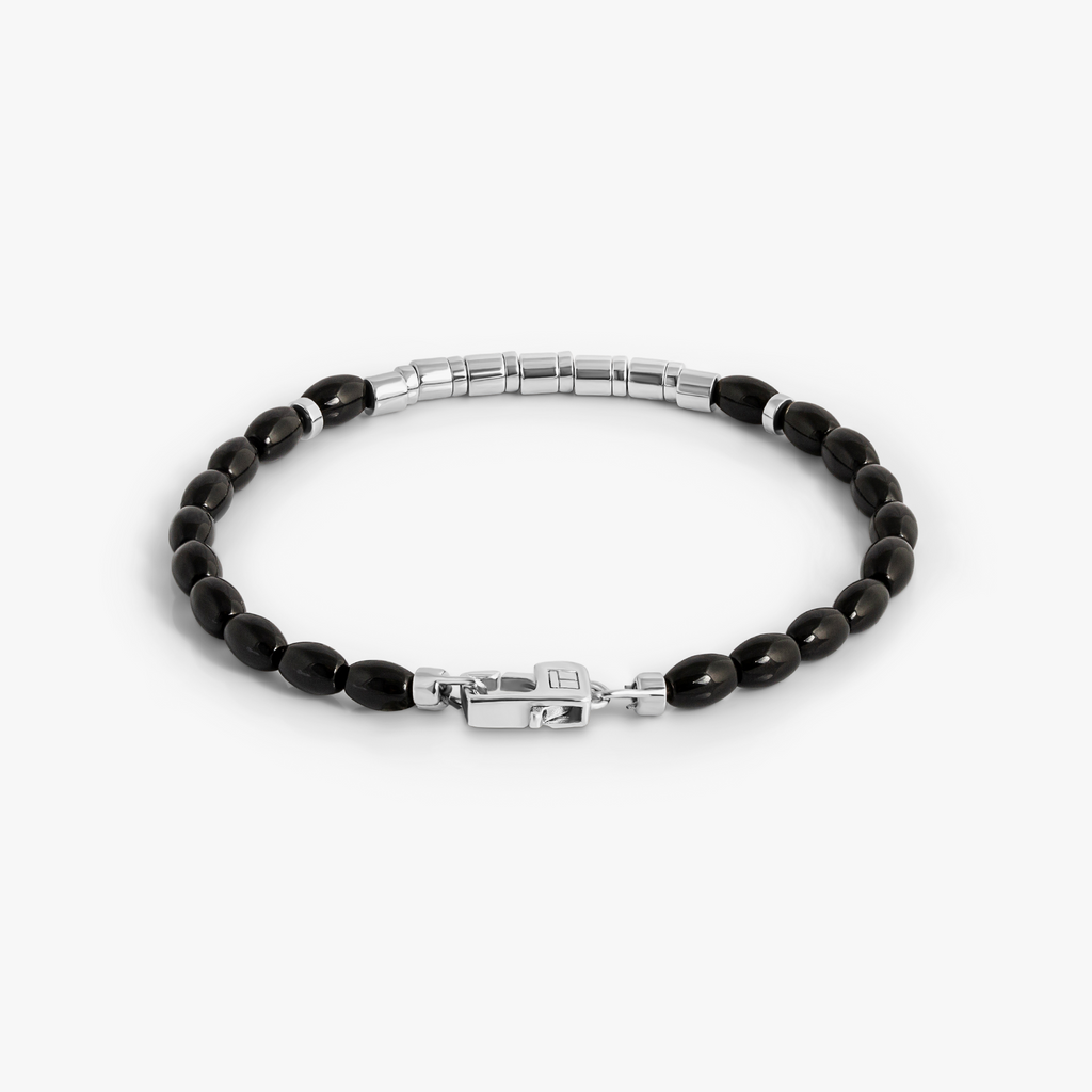 Coffee Bamboo Bracelet in Black Agate
