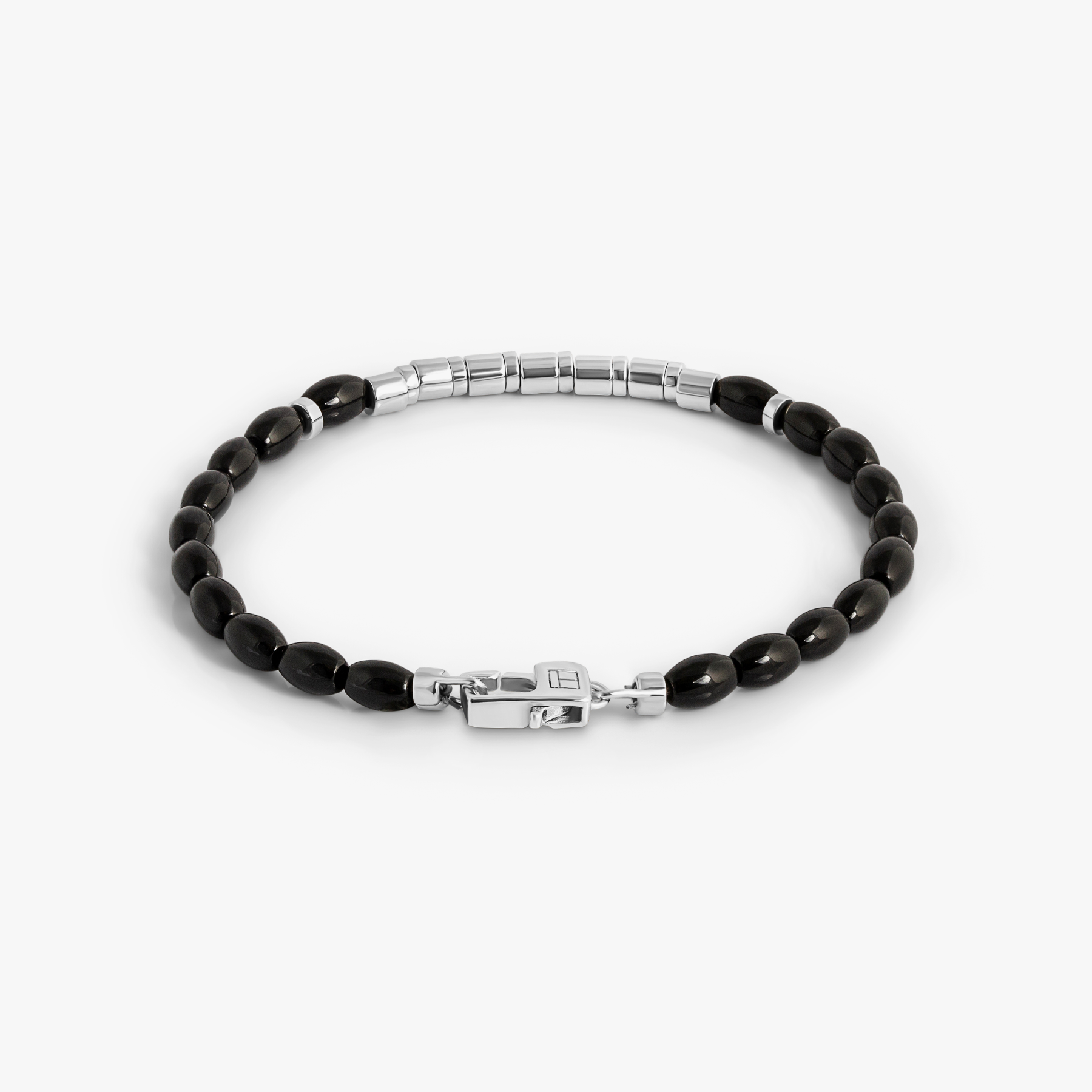 Coffee Bamboo Bracelet in Black Agate