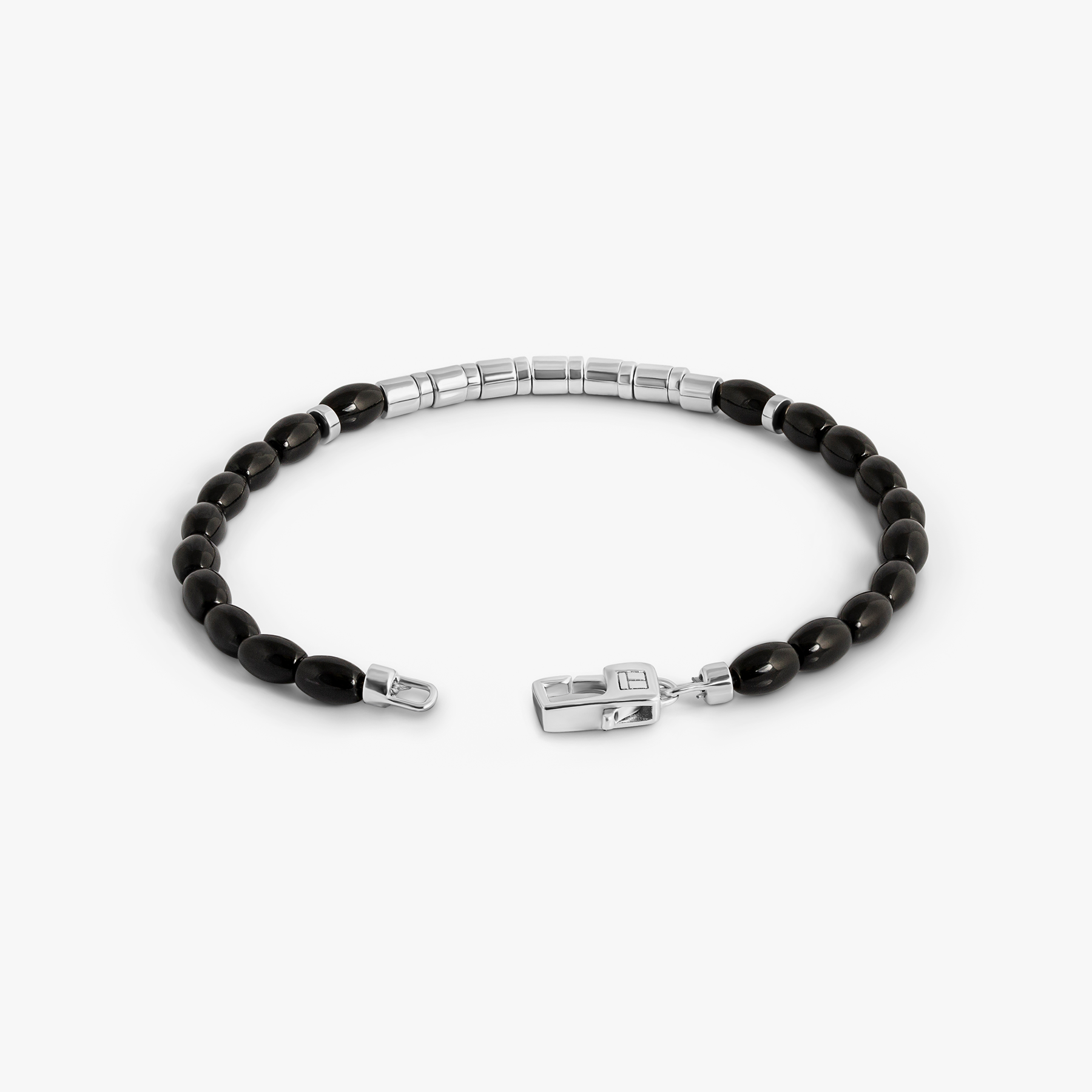 Coffee Bamboo Bracelet in Black Agate