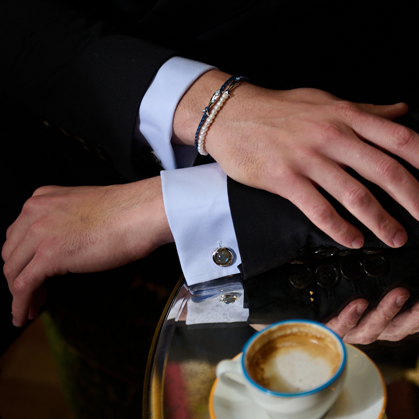 Feng Shui Fish Macrame Bracelet with Fresh Water Pearl & Sodalite