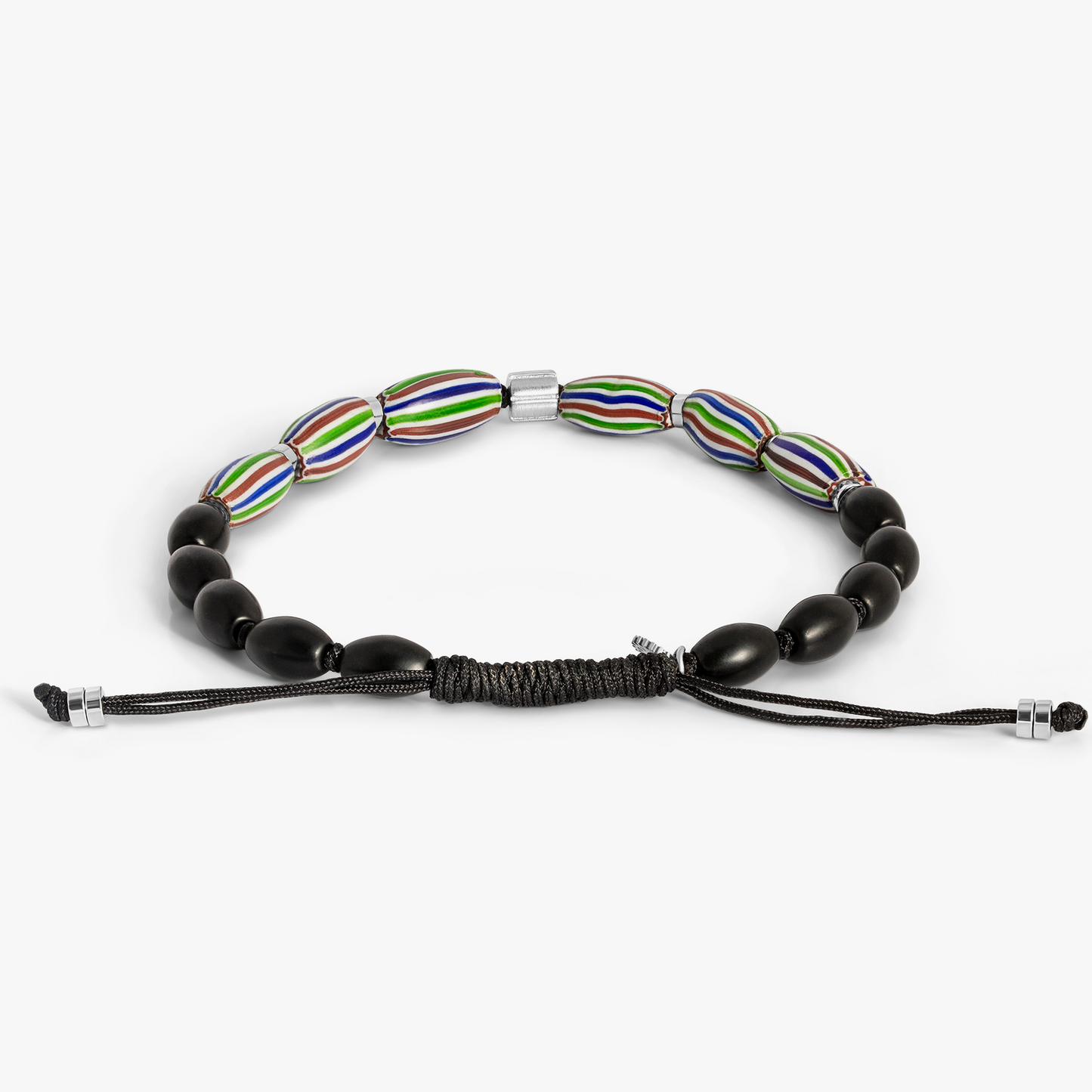 Watermelon Chevron Macrame Bracelet in Black Agate (Limited Edition)