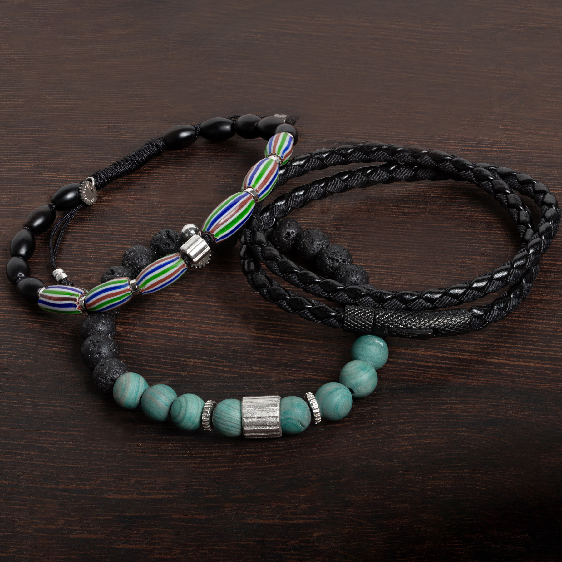 Watermelon Chevron Macrame Bracelet in Black Agate (Limited Edition)