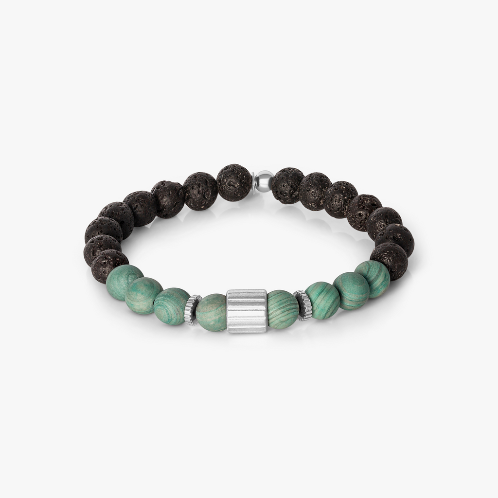 Rigato Lava Beaded Bracelet in Green Jasper