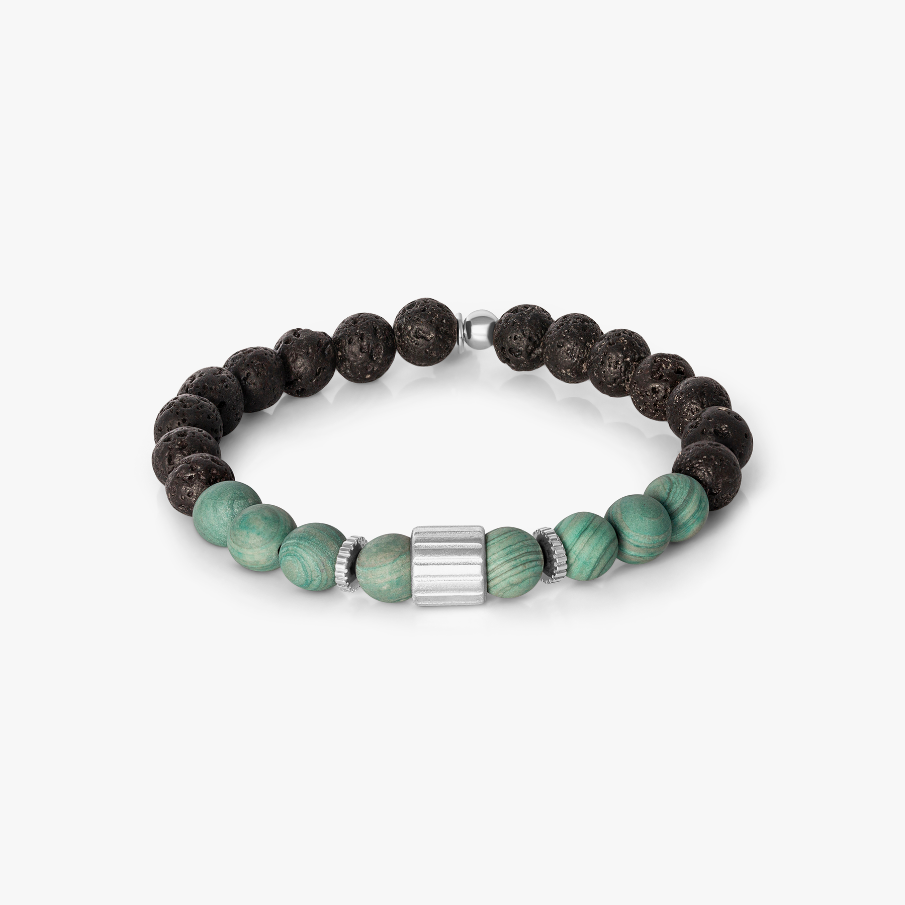 Rigato Lava Beaded Bracelet in Green Jasper