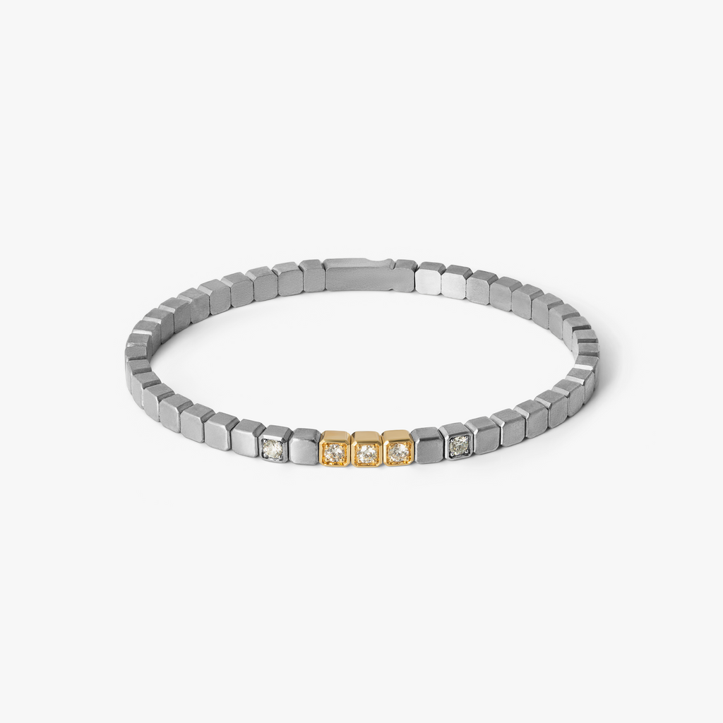 St Tropez Titanium & 18K Gold Diamond Bangle