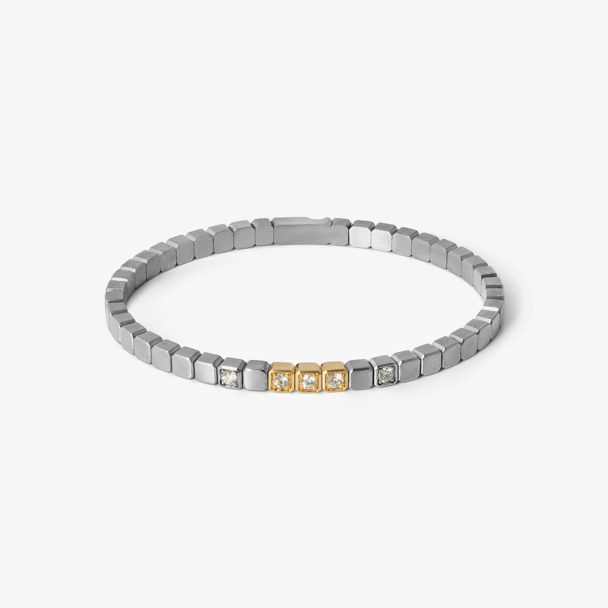 St Tropez Titanium & 18K Gold Diamond Bangle