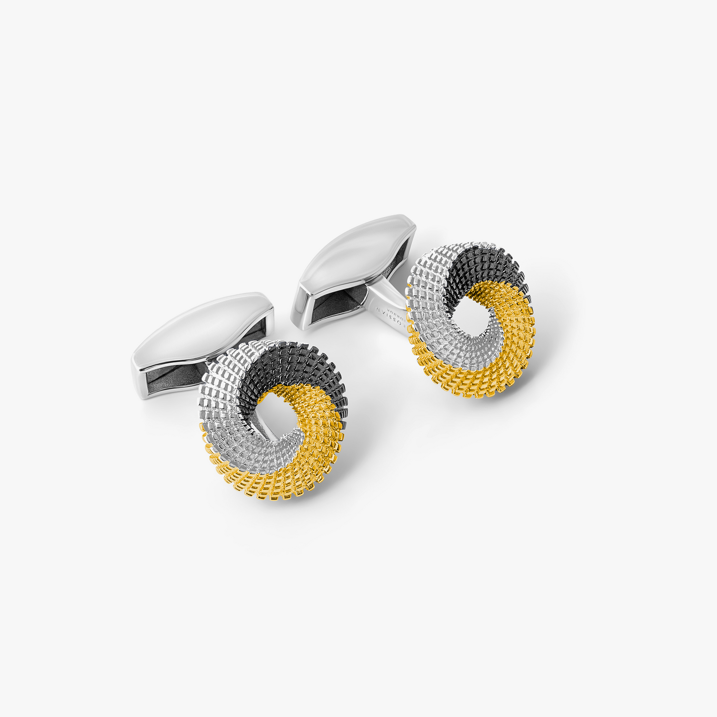Tri-Colour Mobius Knot Cufflinks In Sterling Silver