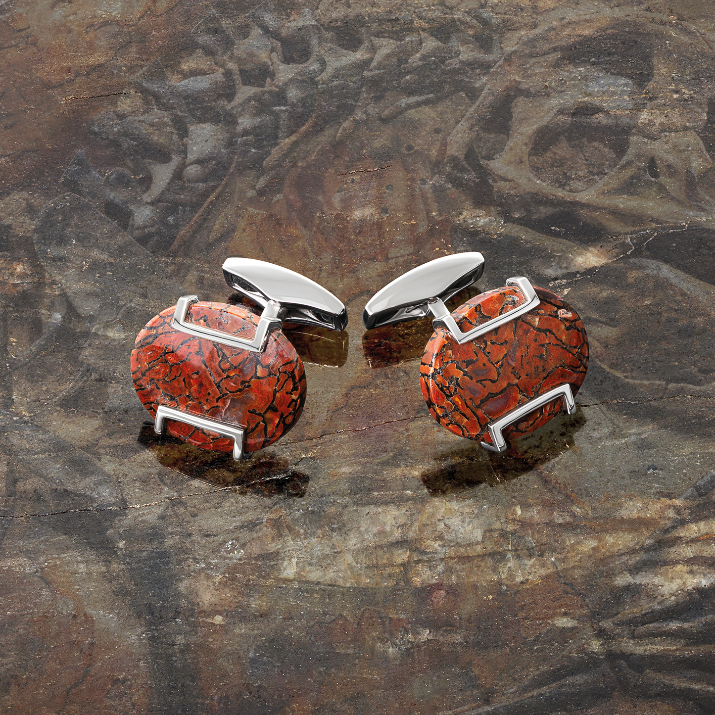 Red Dinosoar Bone Cufflinks