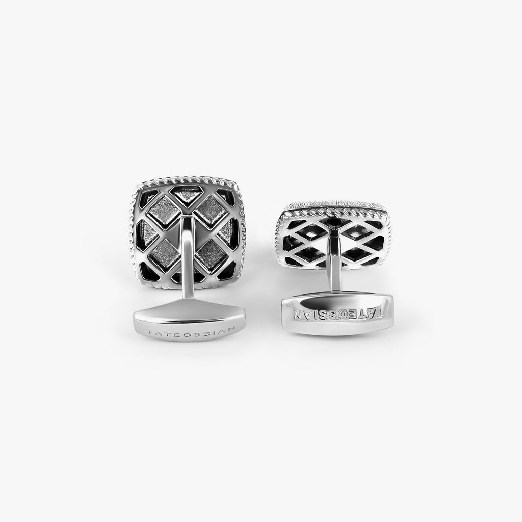 Grafiatto Square Cufflinks In Sterling Silver With Sodalite
