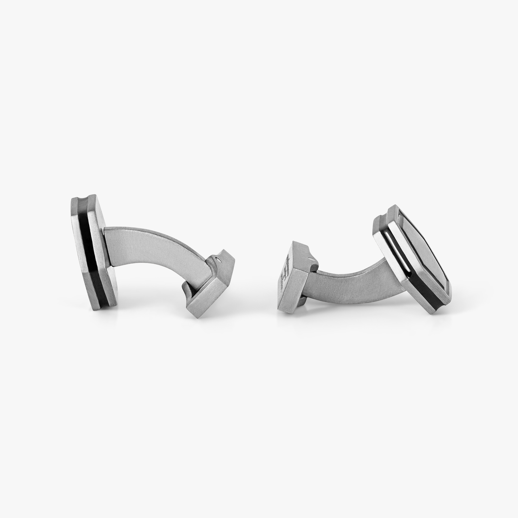 Automobili Lamborghini Hex Cufflinks & Shirt Studs In Titanium With Black Enamel