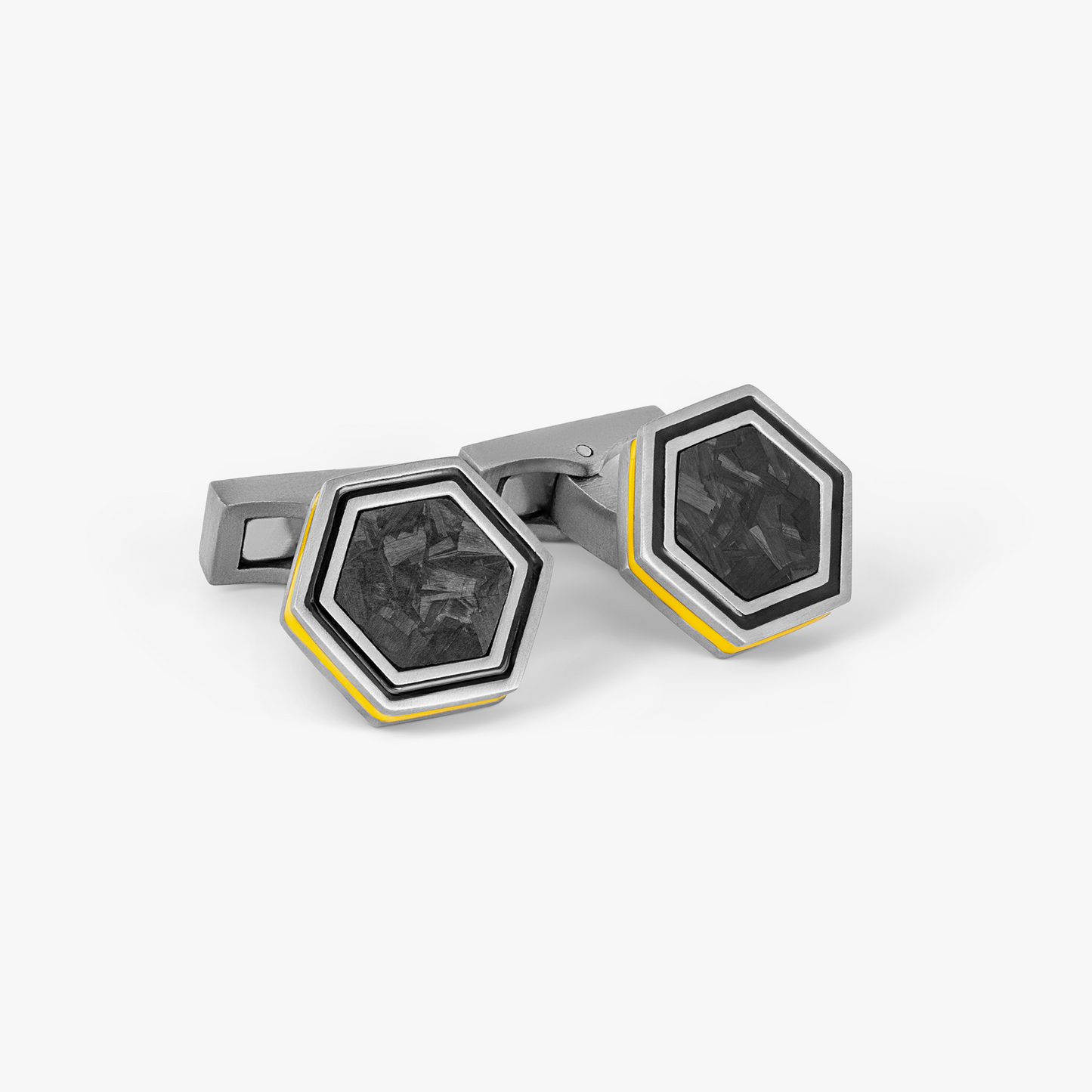 Automobili Lamborghini Hex Cufflinks In Titanium With Forged Carbon Fibre