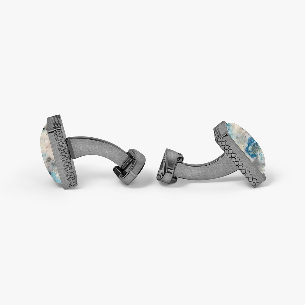 Titanium Classic Square Cufflinks with Celestial Blue Jasper