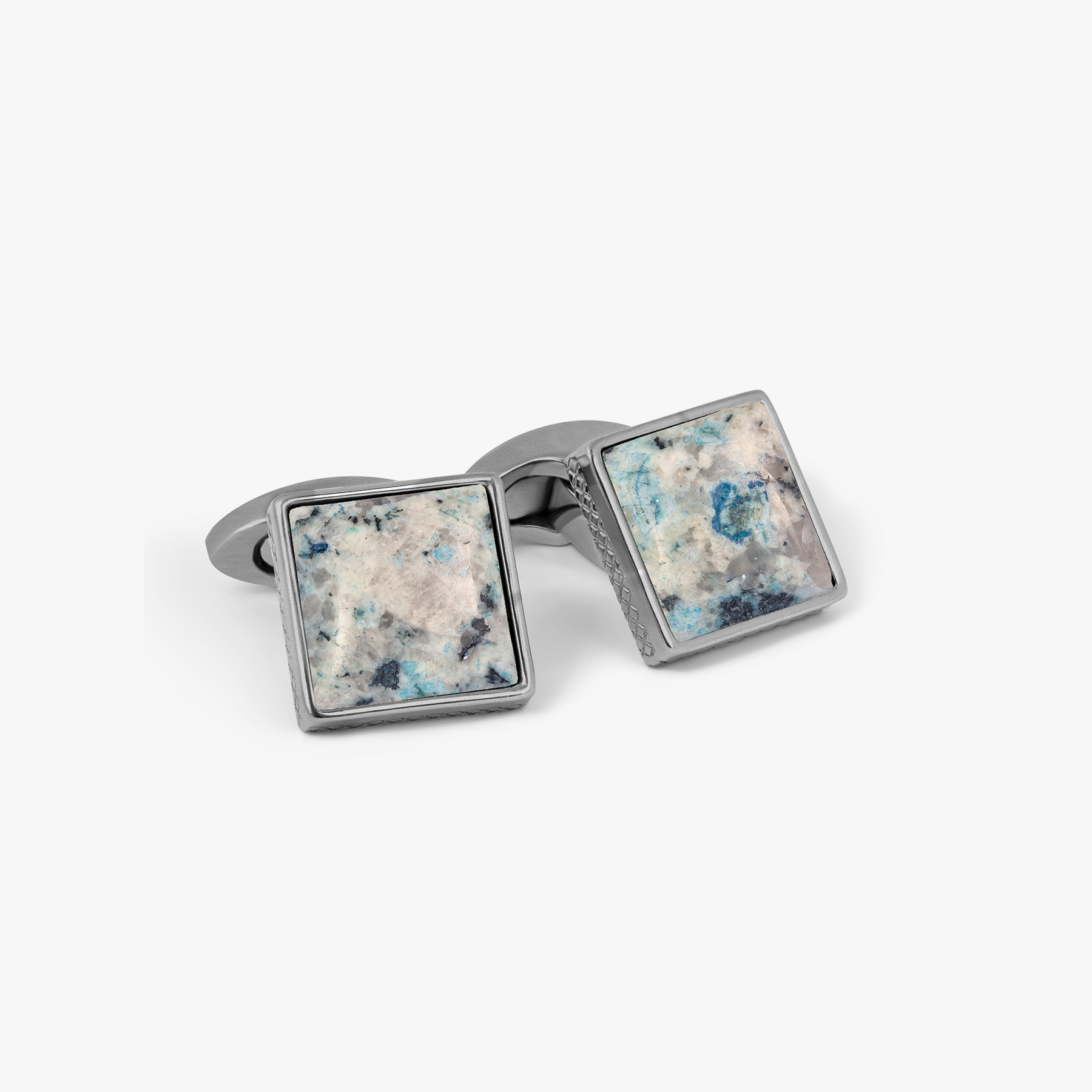 Titanium Classic Square Cufflinks with Celestial Blue Jasper