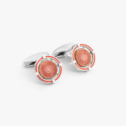 Rhodochrosite Stalactite Cufflink in Sterling Silver (Limited Edition)