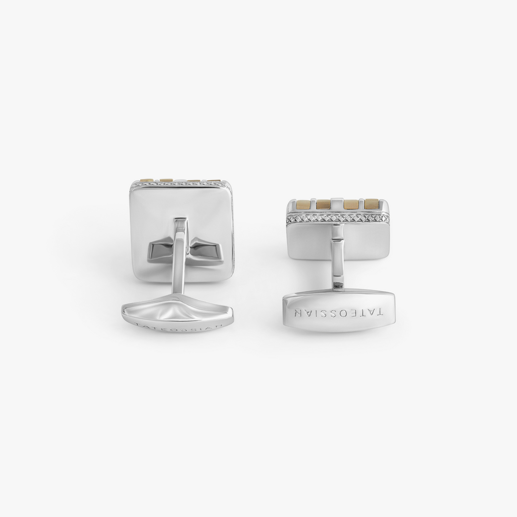 Rigato Mosaic Cufflink in Sterling Silver with White MOP