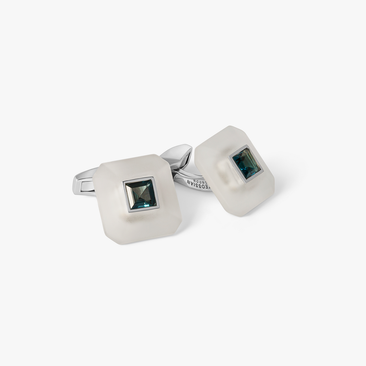 Art Deco Ice Gem Stone Cufflinks in Blue Topaz