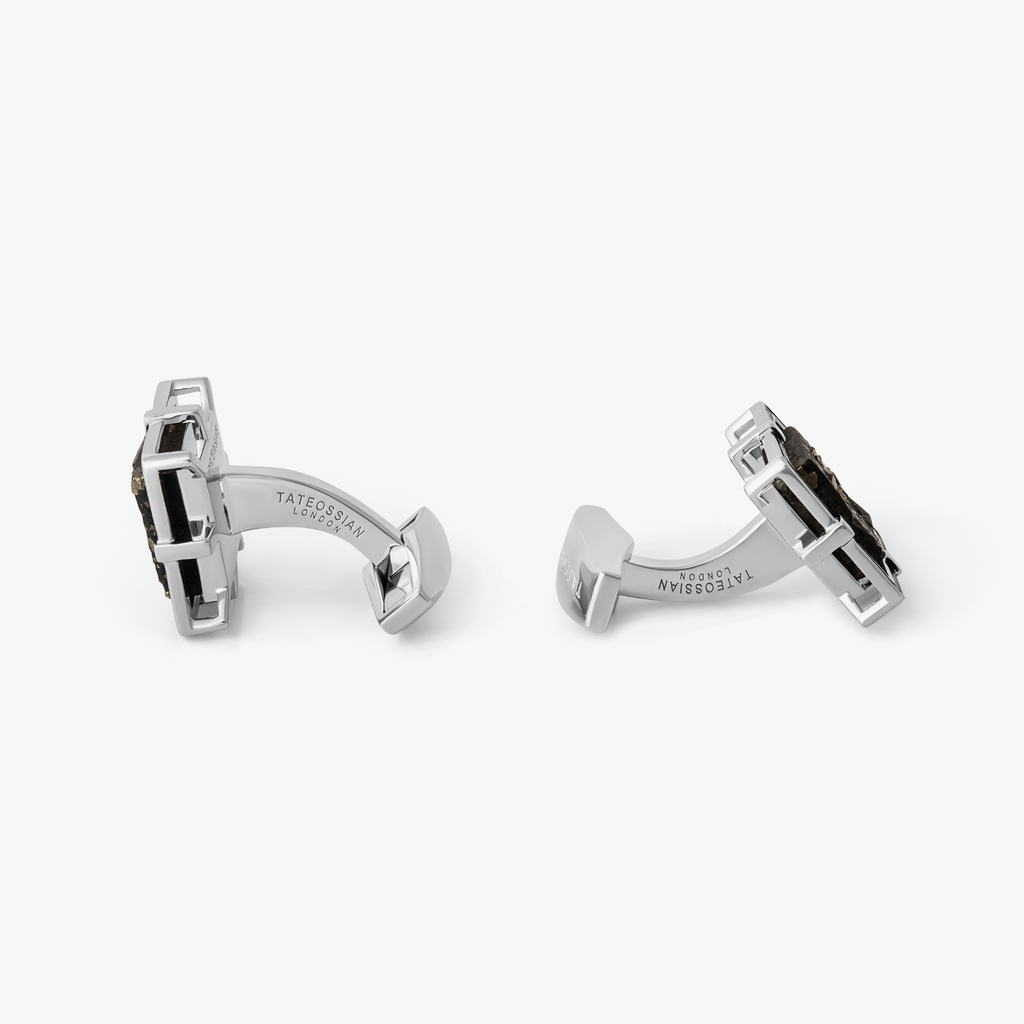 Suspended Slate Pyrite Cufflinks in Sterling Silver | Limited Edition
