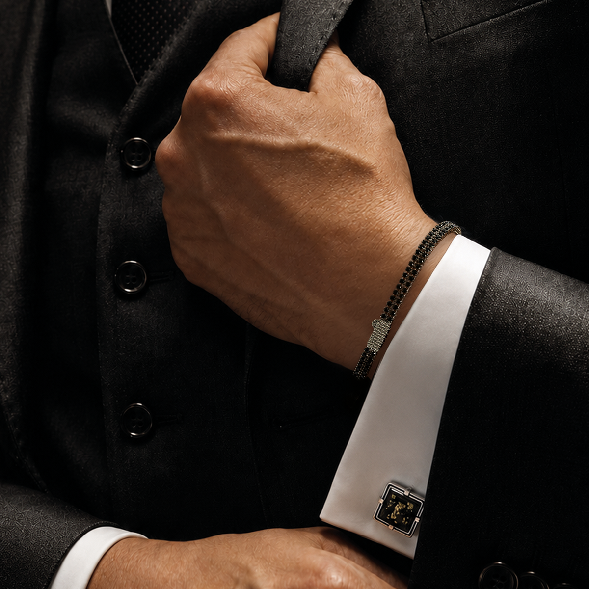 Suspended Slate Pyrite Cufflinks in Sterling Silver | Limited Edition