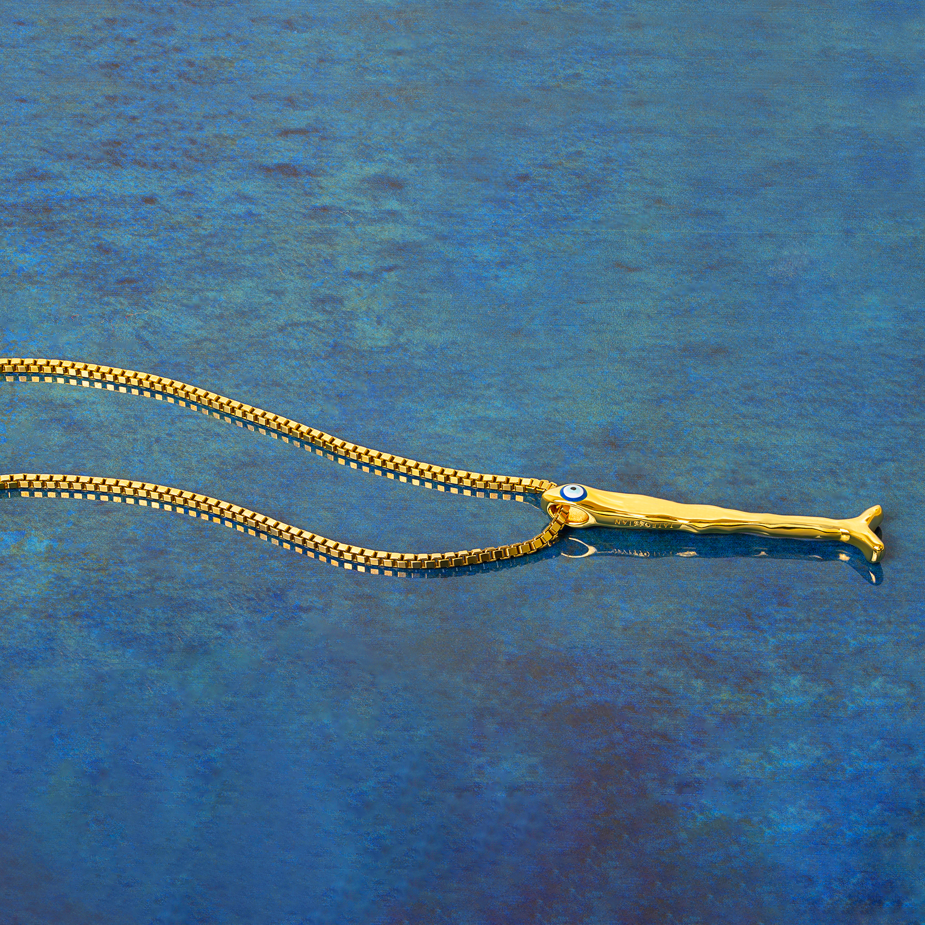 Feng Shui Fish Necklace In Yellow Gold Plated Sterling Silver