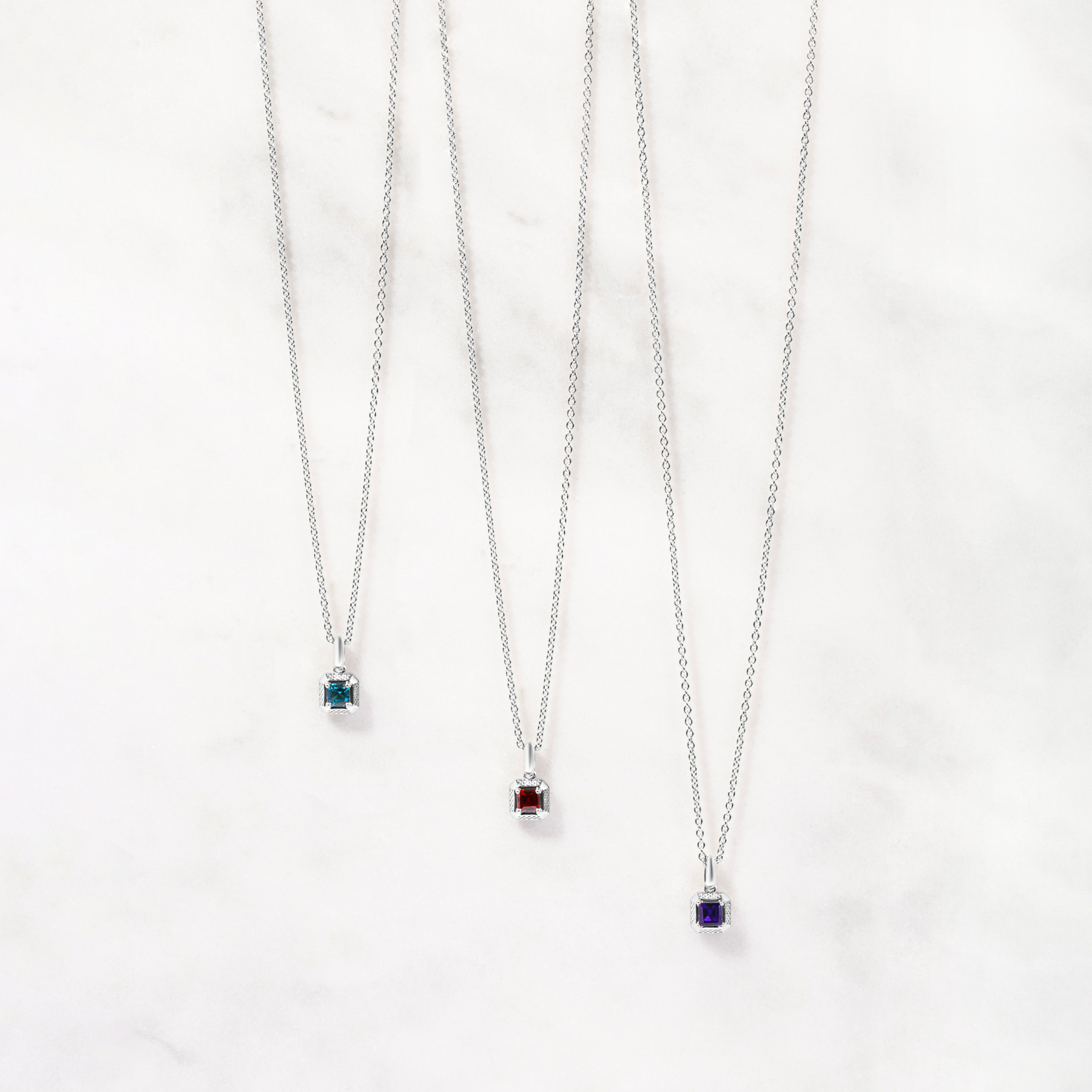 Amethyst Birthstone Necklace In Rhodium plated Sterling Silver