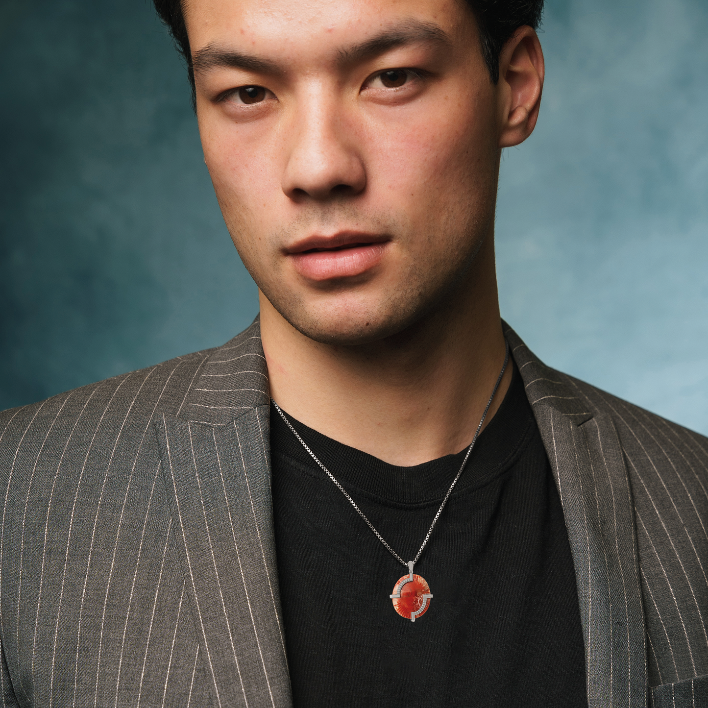 Red Horn Coral Jasper Necklace In Sterling Silver