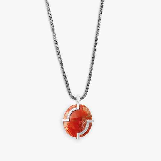 Red Horn Coral Jasper Necklace In Sterling Silver