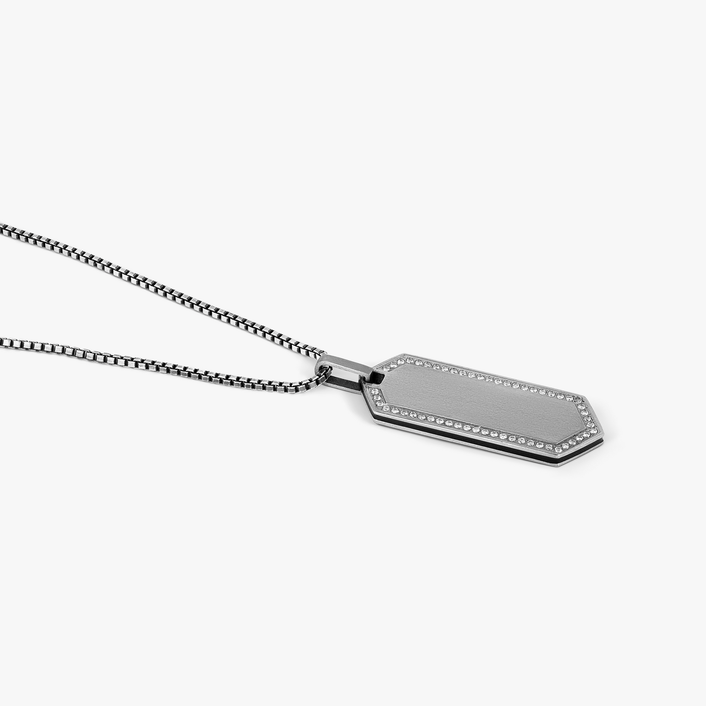 Automobili Lamborghini Hex Necklace In Titanium With White Diamonds