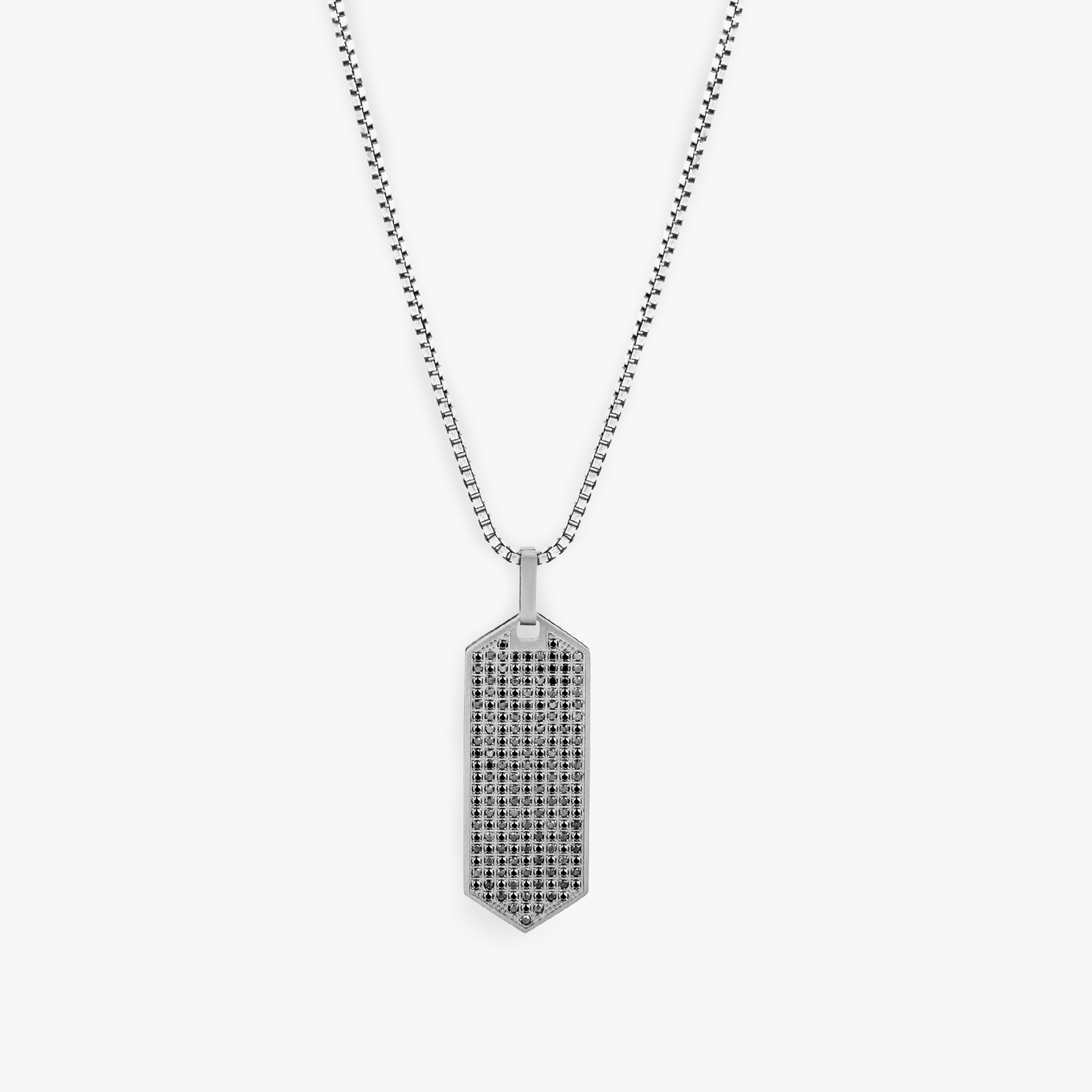 Lamborghini Hex Necklace In Titanium With Black Diamonds