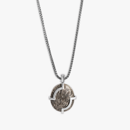 Bryozoan Pebble Necklace in Sterling Silver (LIimited Edition)