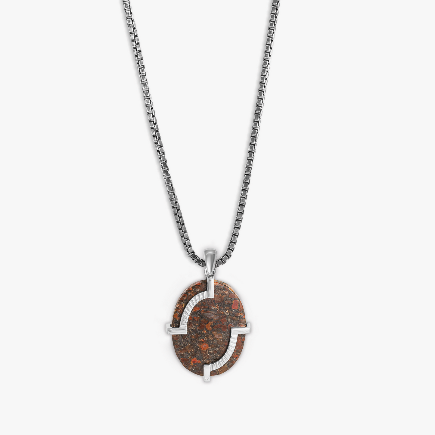 Brown Dinosaur Bone Necklace in Sterling Silver (Limited Edition)