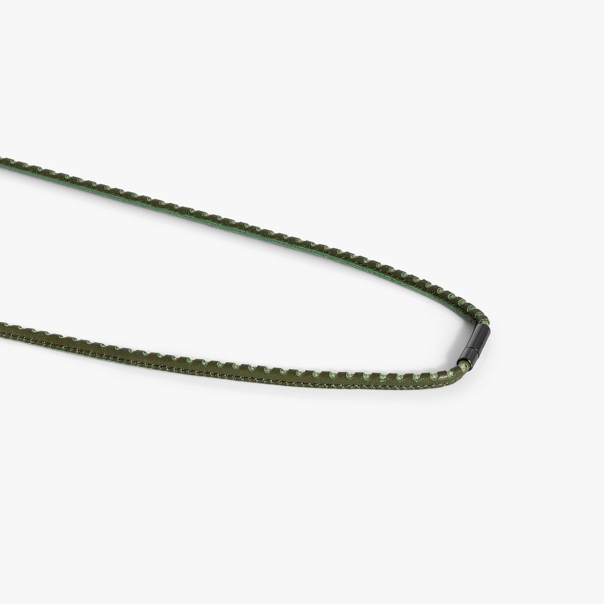 Mini Pop Perforated Pelle Necklace in Khaki Green