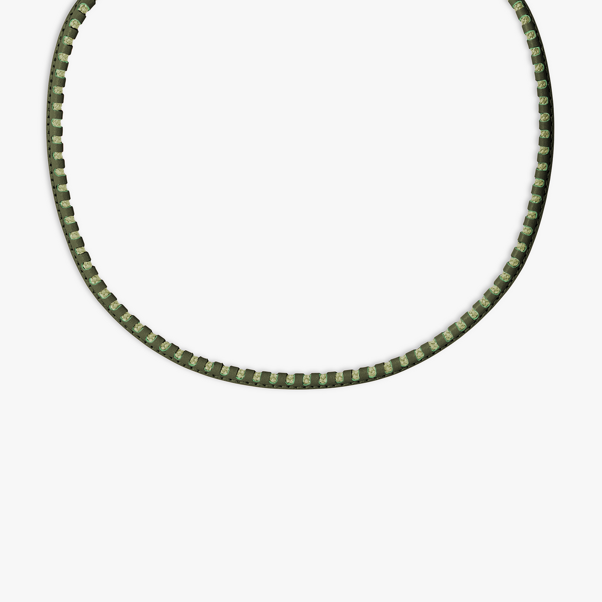 Mini Pop Perforated Pelle Necklace in Khaki Green