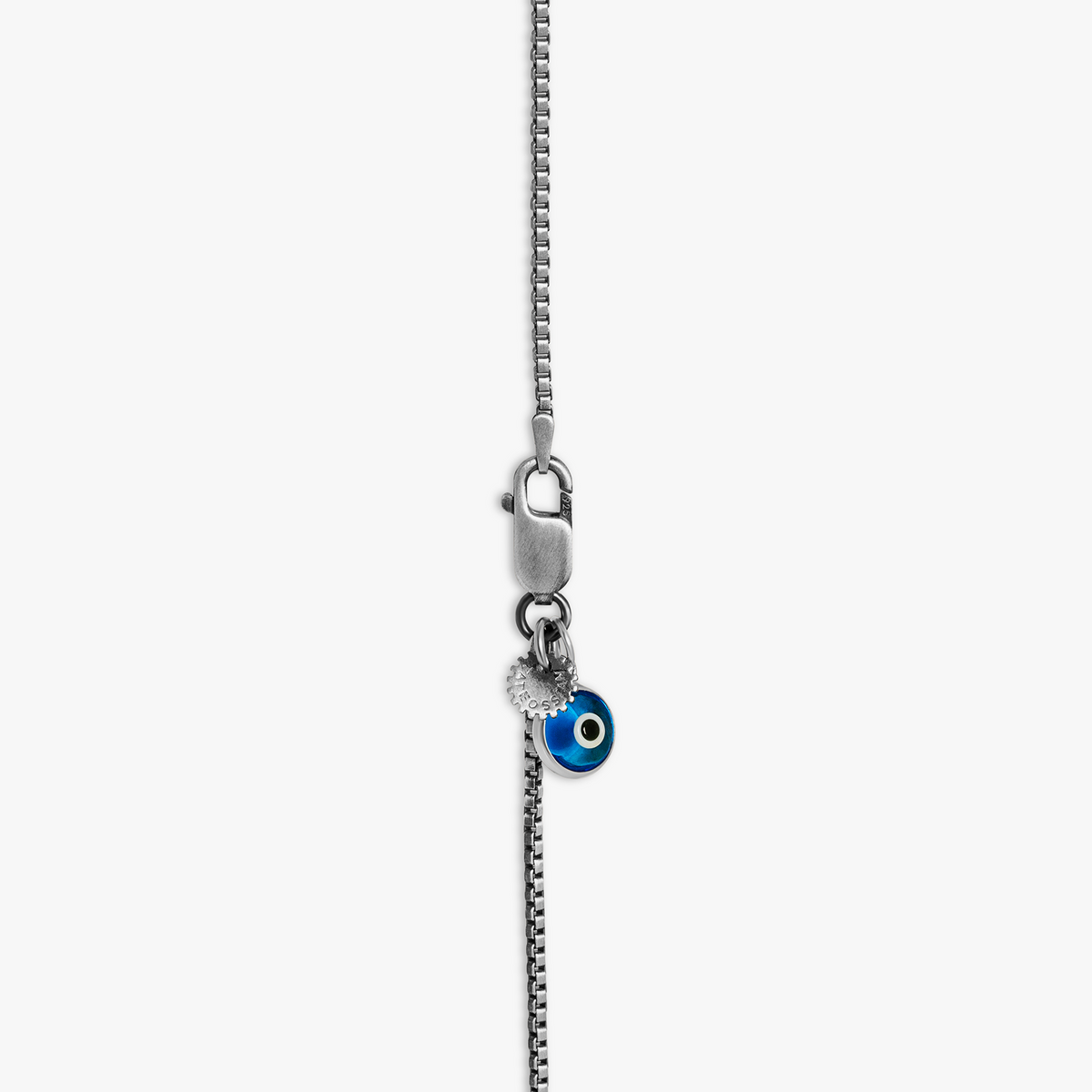 Cross Necklace with Evil Eye in Black Ruthenium Plated Sterling Silver