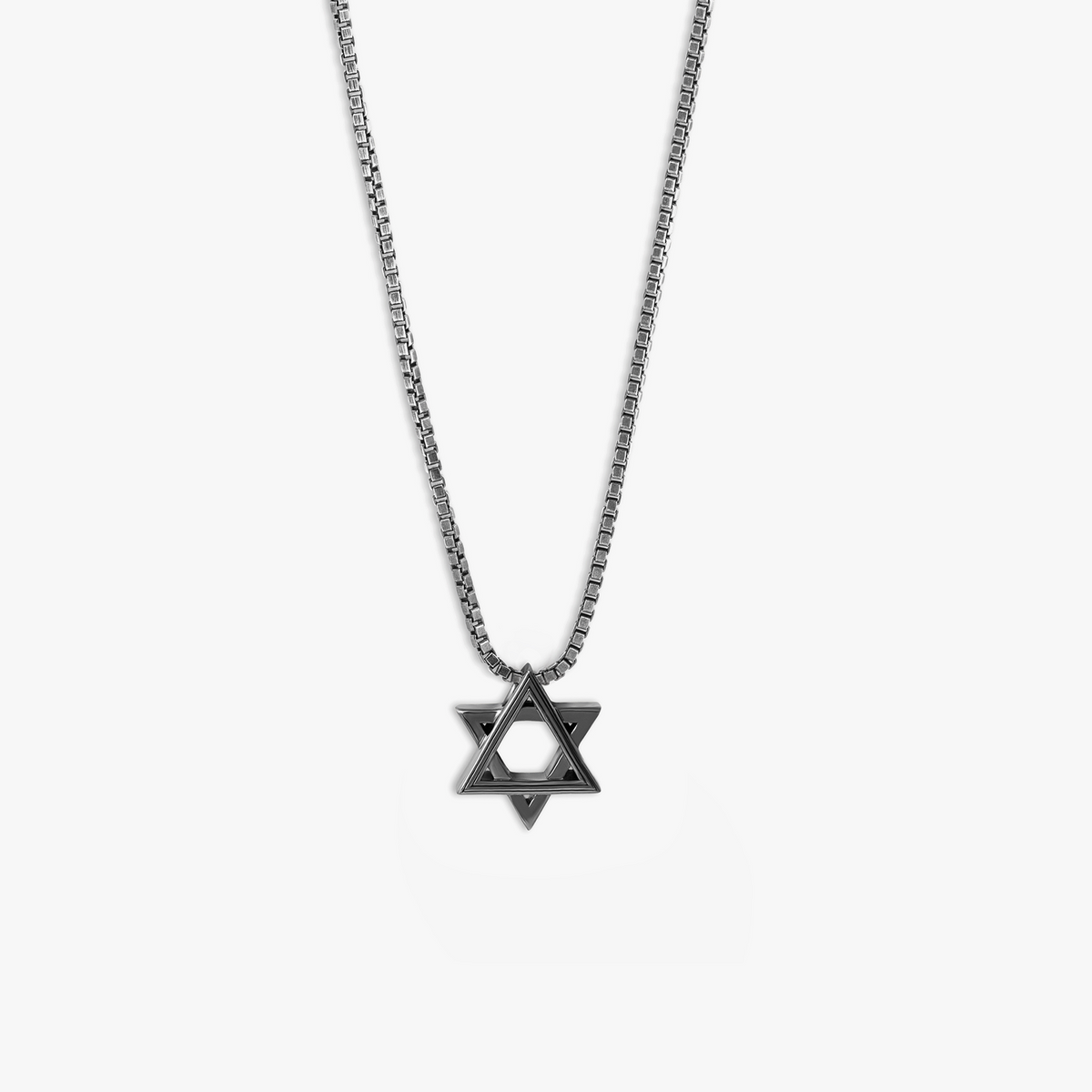 Star of David Necklace with Evil Eye in Black Ruthenium Plated Sterling Silver