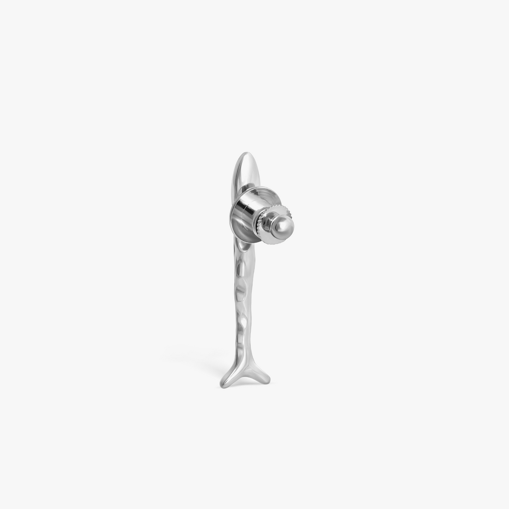 Feng Shui Fish Brooch Pin in Rhodium-Plated Sterling Silver