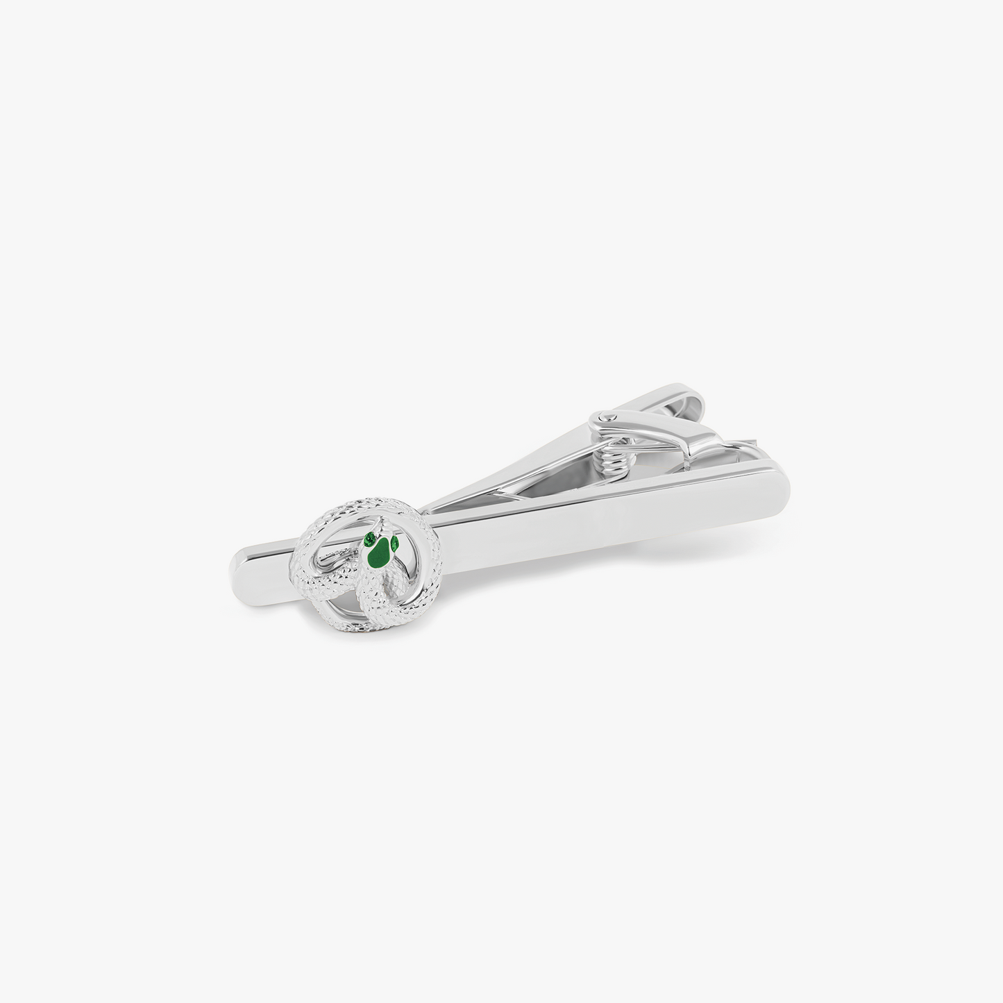 Viper Tie Clip In Palladium & Green Enamel