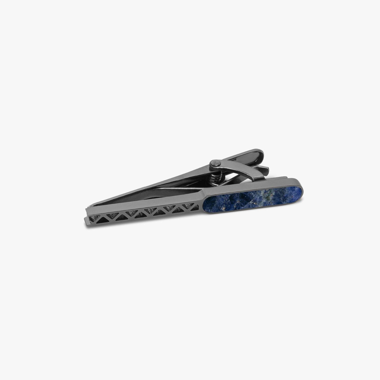 Black IP stainless steel RT Elements tie clip with sodalite