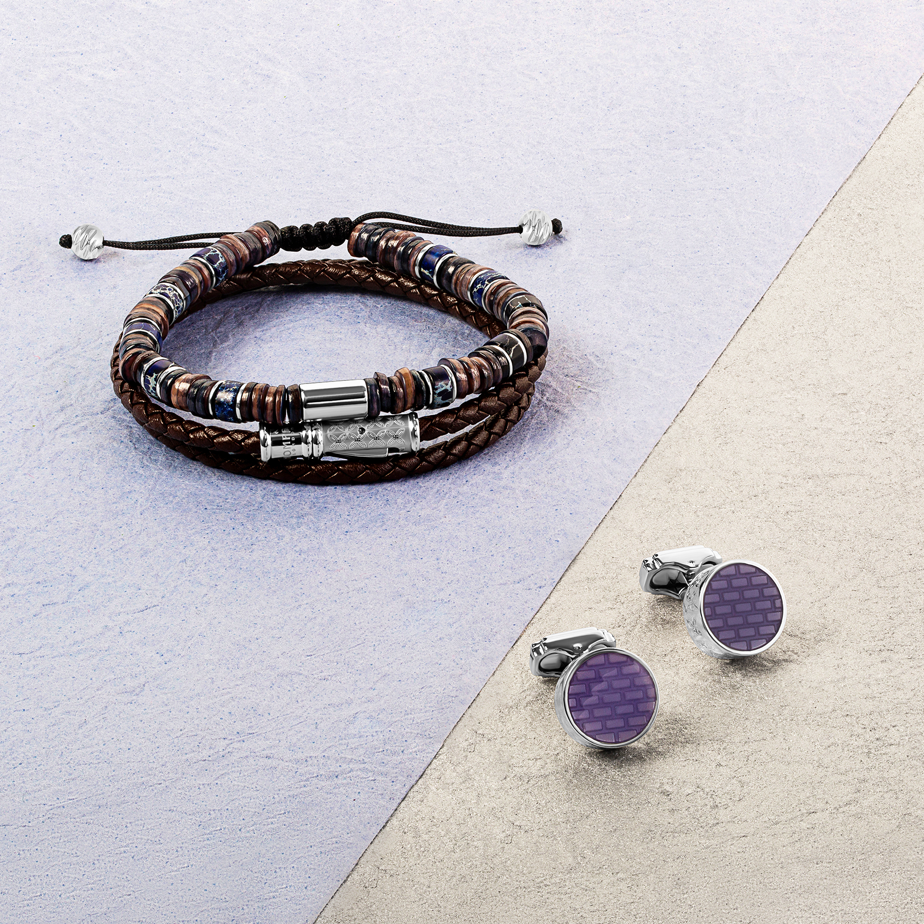 THOMPSON Lucky Clover Double Wrap Bracelet In Brown Leather
