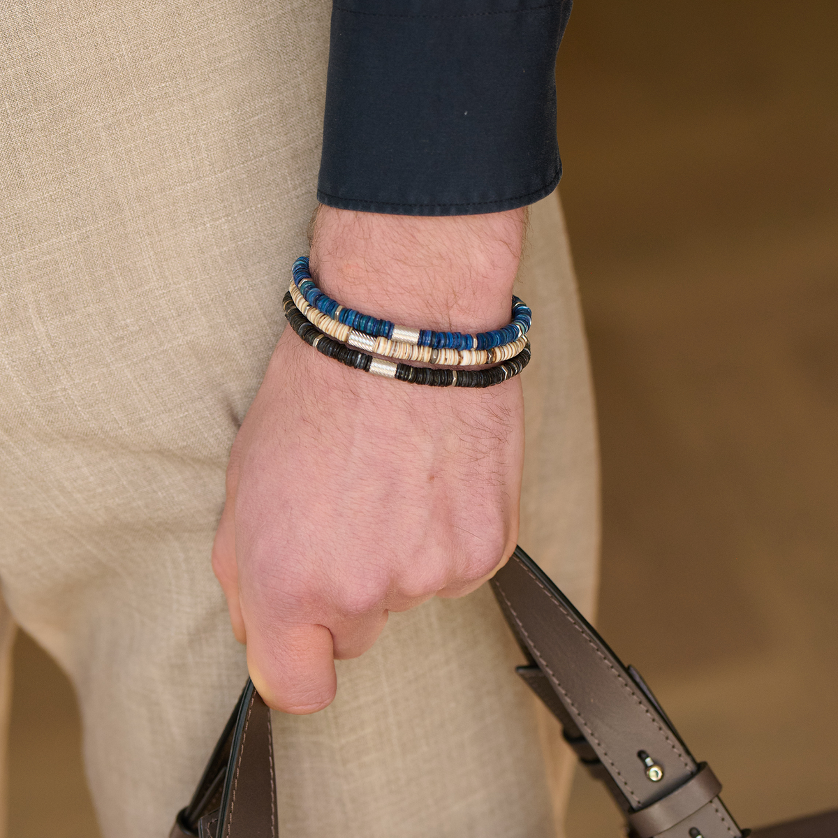 THOMPSON Macrame Shell Bracelet In Blue