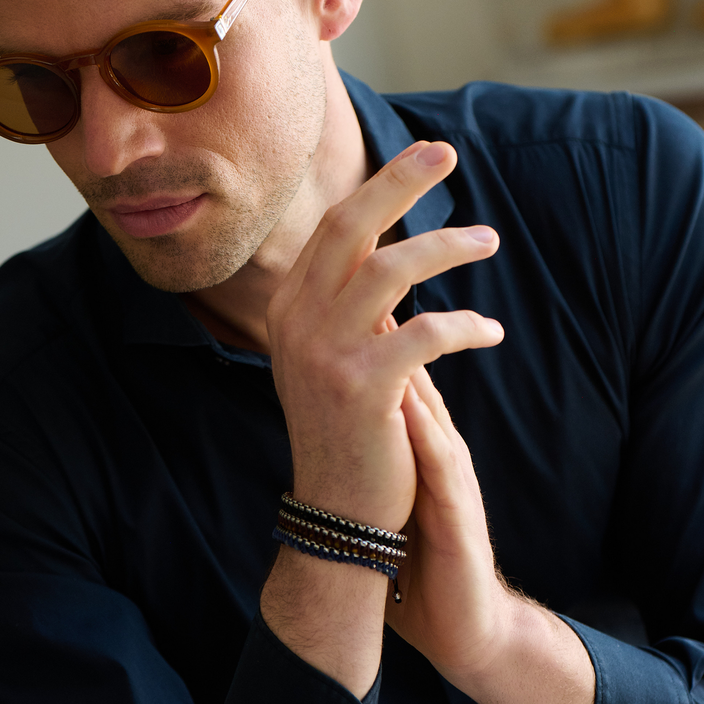 THOMPSON Macrame Friendship Knot Bracelet With Blue Sodalite