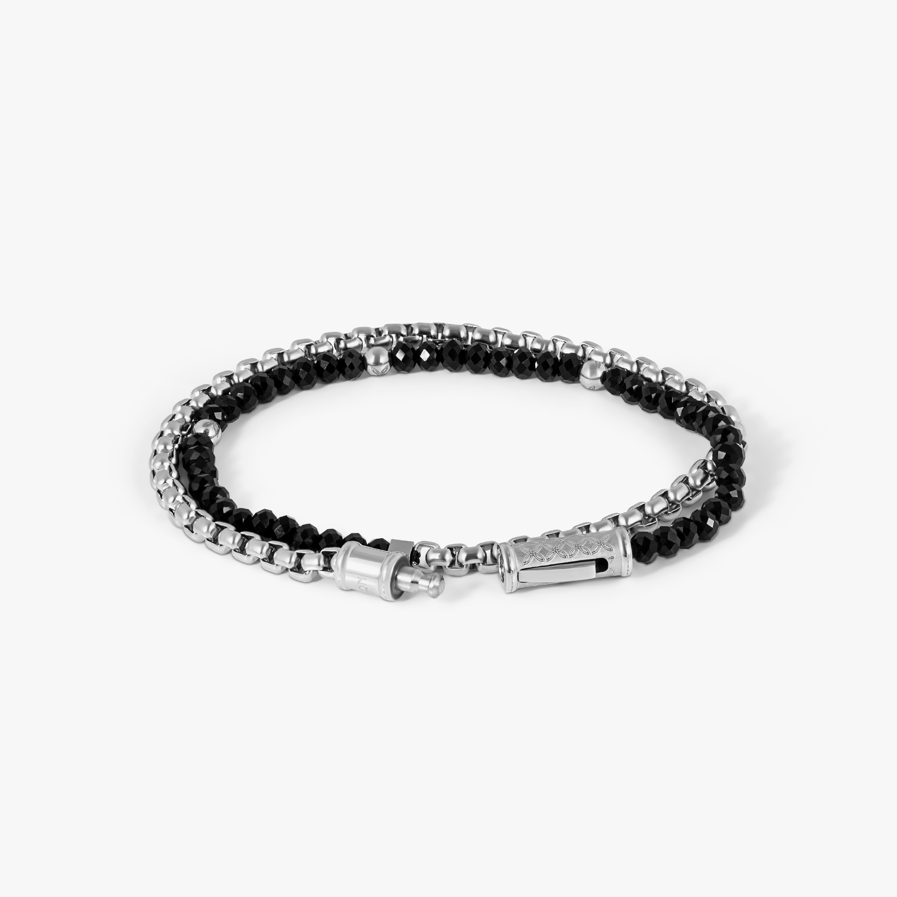 THOMPSON Lucky Clover Double Wrap Bracelet With Black Agate