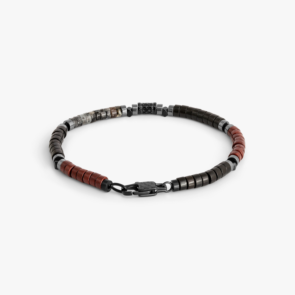 THOMPSON Multi Silver Clover Grey Beaded Bracelet